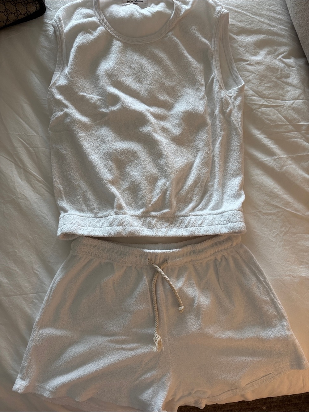 Perfect White Tee White Terry Cloth Tank and Short Set